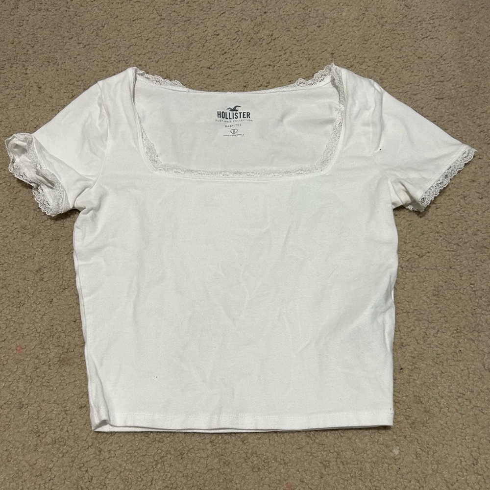 white hollister baby tee